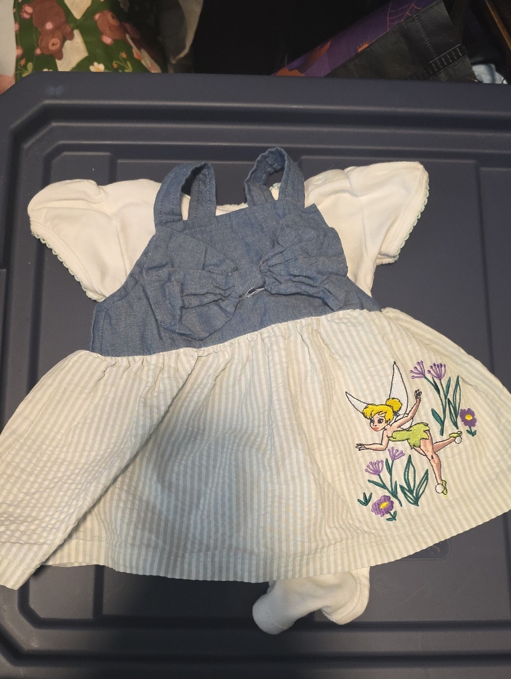 Disney Tinker Bell White and Light Blue Girls Dress